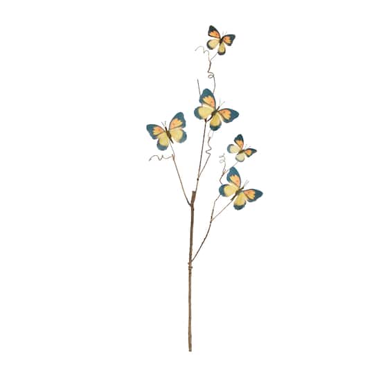 28" Blue & Yellow Hues Butterfly Twig Sprays, 4ct.